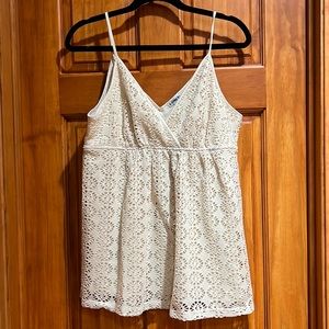 EXPRESS CREAM EYELET LAYERED TANK TOP SIZE LARGE